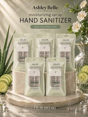 Lot of 5 Ashley Belle Moisturizing Spray Hand Sanitizers in Aloe Cucumber Mist